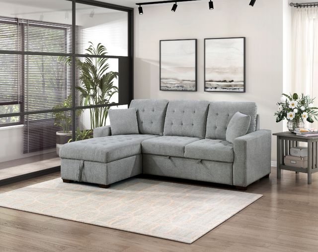 Homelegance® Waitsfield 2-Piece Gray Left-Arm Facing Pull-out Sleeper Sectional and Chaise with Hidden Storage-1