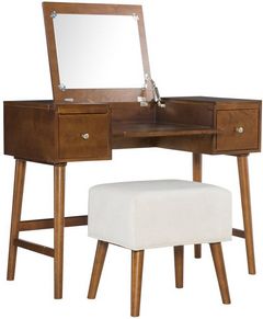 Linon Viola 2-Piece Walnut Vanity Set