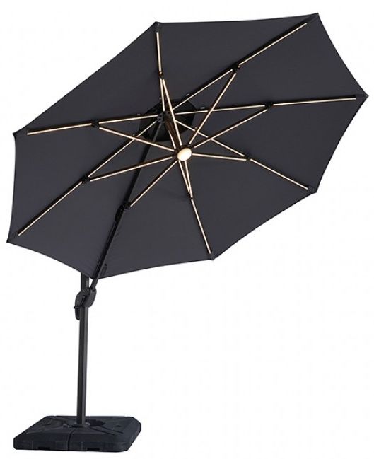 Furniture of America® Fera Gray Aluminum/Polyester Outdoor Umbrella with Large Base-2