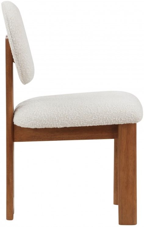 Meridian Furniture Napa Cream/Walnut Boucle Upholstered Dining Chair-2