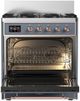 Ilve® Majestic III 30" Blue Gray Pro Style Dual Fuel Liquid Propane Range with Triple Glass Door and Copper Trim-2