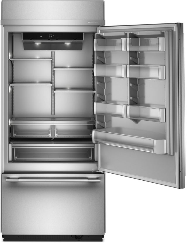 KitchenAid® 36” 20.8 Cu. Ft. PrintShield™ Stainless Steel Built-In Bottom Freezer Refrigerator with Platinum Interior-1