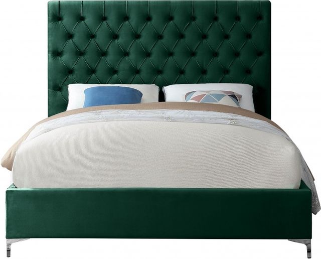 Meridian Furniture Cruz Green Velvet Full Bed-3