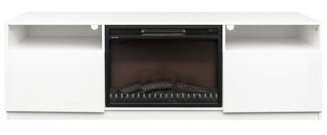 Mazin Furniture Amari Glossy White 70" TV Stand with Fireplace-1