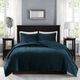 Olliix by Madison Park Harper Teal King/California King Faux Velvet Reversible 3 Piece Coverlet Set-2