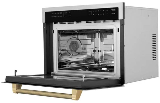 ZLINE Autograph Edition 24" 1.6 Cu. Ft. Stainless Steel Built-in Convection Microwave Oven with Champagne Bronze Helix Handle-3