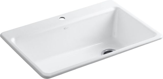 KOHLER® Riverby® White 33" 1-Faucet Hole Top-Mount Single-Bowl Workstation Kitchen Sink-0