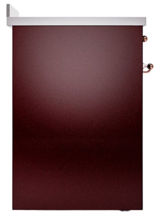 Ilve® Nostalgie II Noblesse 30'' Burgundy Pro Style Induction Range with Brass Trim-2