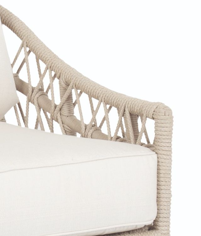 Sunset West Dana Natural Linen Aluminum/Olefin Rope Outdoor Sofa with Linen Canvas Cushion-1