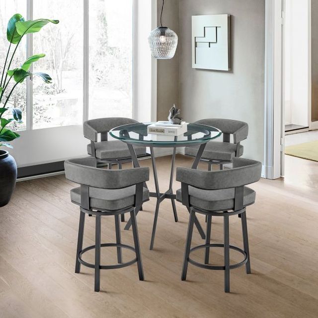 Armen Living Naomi and Lorin 5-Piece Black/Clear/Gray Counter Dining Set-1