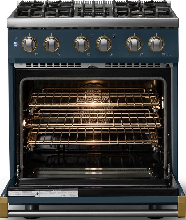 Viking® 5 Series 30" Squall Pro Style Dual Fuel (LP) Range with Brushed Brass Trim-1