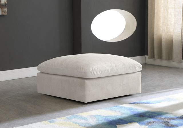 Meridian Furniture Cozy Cream Velvet Ottoman-3