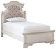 Signature Design by Ashley® Realyn Beige/Chipped White Twin Upholstered Panel Headboard-2