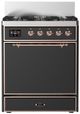 Ilve® Majestic III 30" Graphite Matte Pro Style Dual Fuel Natural Gas Range with Solid Door and Copper Trim-0