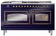 Ilve® Nostalgie II Noblesse 60'' Midnight Blue Pro Style Dual Fuel Range with Burnished Trim-1