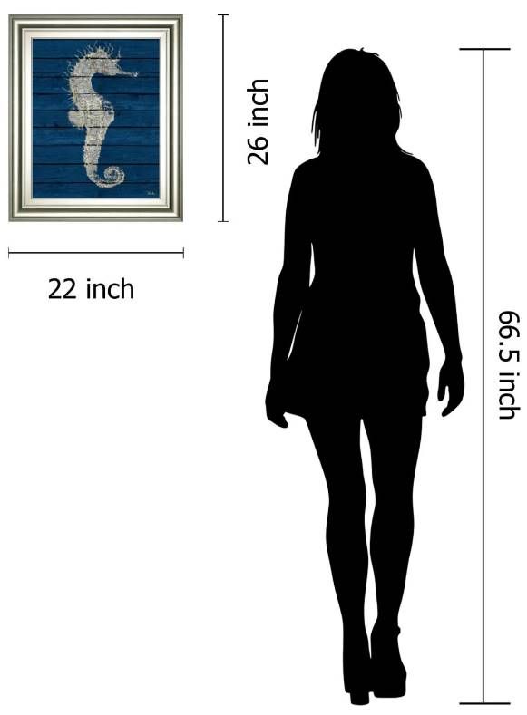 Classy Art Antique Seahorse on Blue I by Patricia Pinto Wall Art -2
