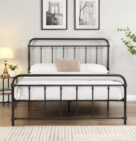 Milton Greens Stars Black Full Metal Farmhouse Classic Platform Bed-2