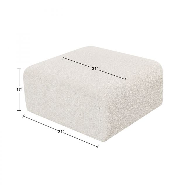 Meridian Furniture Arc Cream Boucle Ottoman-3