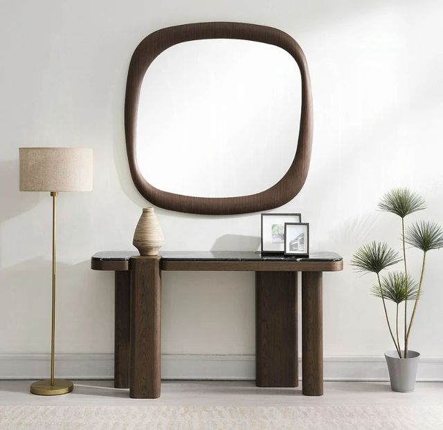 ACME Furniture Dana Faux Marble Top Console Table with Dark Walnut Base-1