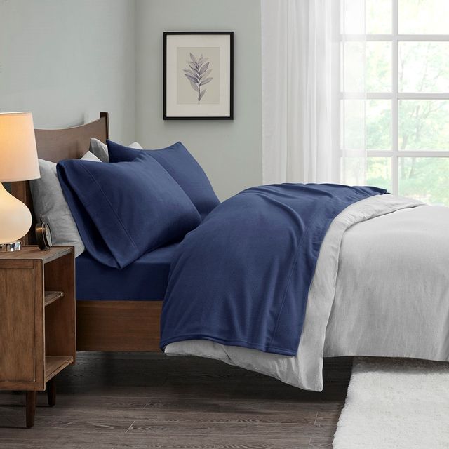 Olliix by True North by Sleep Philosophy Micro Fleece Navy Queen Sheet Set-3