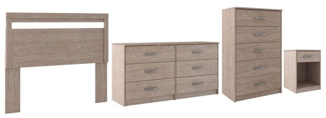 Signature Design by Ashley® Flannia 4-Piece Gray Queen Panel Headboard Bed Set-0