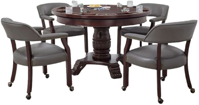 Steve Silver Co. Tournament 5-Piece Cherry/Gray Game Table Set-0