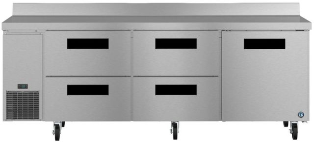 Hoshizaki Steelheart® 93" 30.17 Cu. Ft. Stainless Steel Three Section Worktop Side Mount Refrigerator with 4-Drawer/Door Combo-0