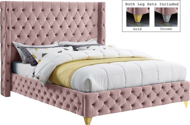 Meridian Furniture Savan Pink King Bed-0