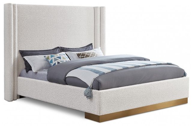 Meridian Furniture Halton Cream King Upholstered Panel Bed-0