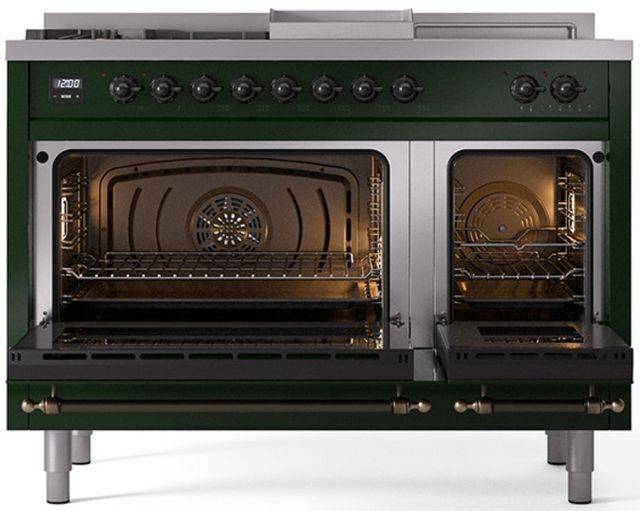 Ilve® Nostalgie II Series 48" Emerald Green Pro Style Dual Fuel Range-1