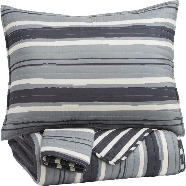 Signature Design by Ashley® Merlin Gray/Cream Full Coverlet Set-0