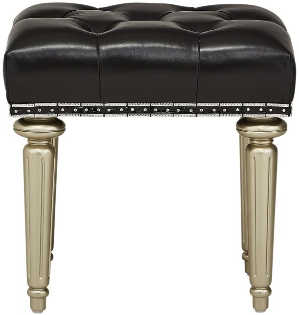 Michael Amini® Hollywood Swank Black/Platinum Vanity Bench-2