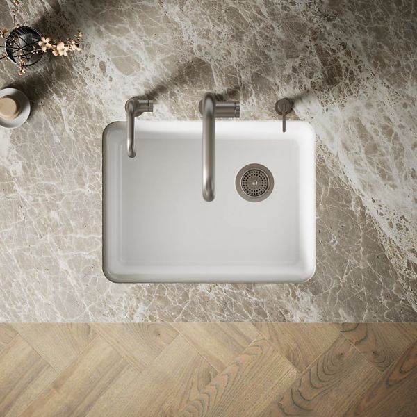 KOHLER® Riverby® White 25" Undermount Single-Bowl Workstation Kitchen Sink-2