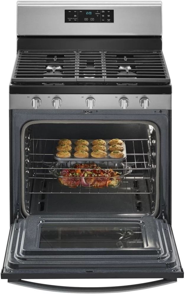 Whirlpool® 30" Free Standing Gas Range-Black-On Stainless-2