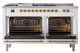 Ilve® Nostalgie II Noblesse 60'' White Pro Style Dual Fuel Range with Brass Trim-1