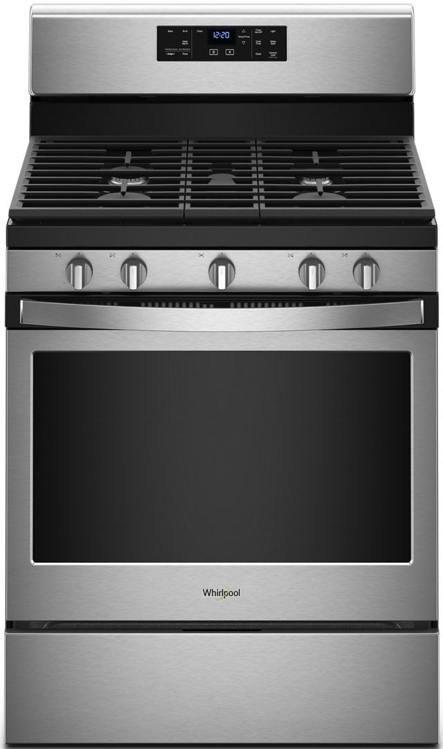 Whirlpool® 30" Free Standing Gas Range-Black-On Stainless-0
