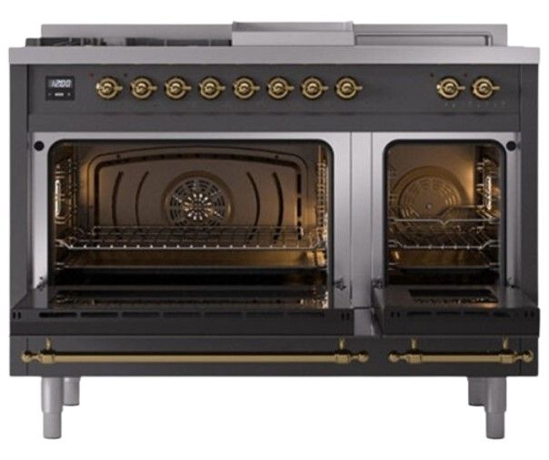 Ilve® Nostalgie II Series 48" Graphite Matte Pro Style Dual Fuel Range-1
