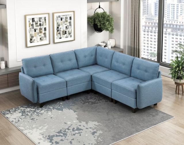 Homelegance® Garren 5-Piece Blue Modular Sectional with Storage-1