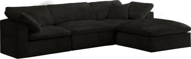 Meridian Furniture Cozy 4-Piece Black Velvet Cloud Modular Sectional-0