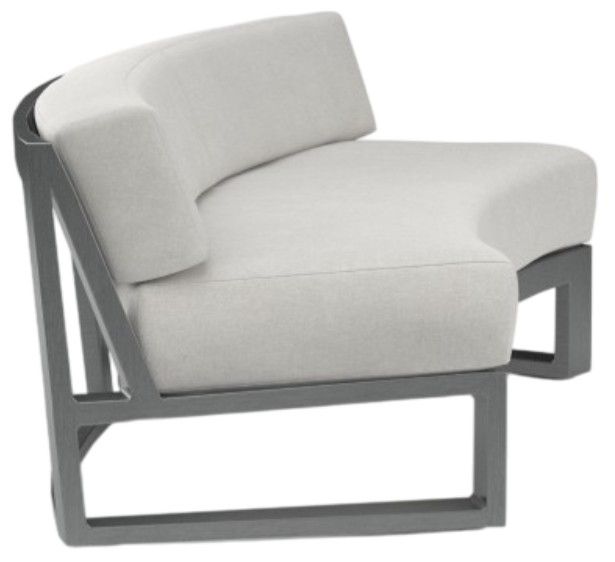 Sunset West Redondo Slate Aluminum Curved Outdoor Armless Loveseat with Cast Silver Cushion-1
