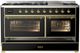 Ilve® Majestic III 60" Glossy Black Pro Style Dual Fuel Natural Gas Range with Triple Glass Door and Brass Trim-1