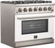 FORNO® Capriasca 36" Stainless Steel Pro Style Gas Range with White Door-1