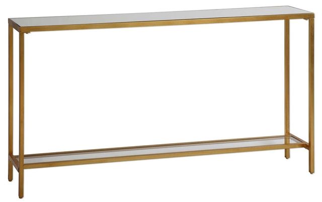 Uttermost® Hayley Glass Top Console Table with Antiqued Gold Frame-0