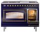 Ilve® Nostalgie II Noblesse 48'' Midnight Blue Pro Style Dual Fuel Range with Burnished Trim-4