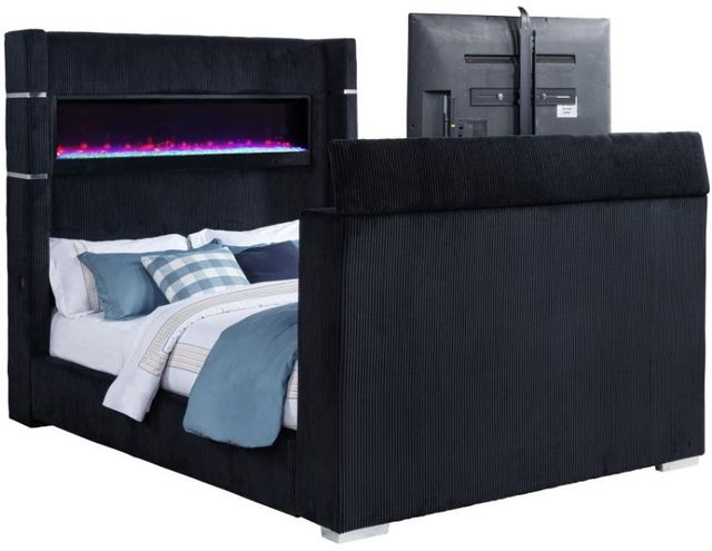 Coaster® Tisdall Black Queen Flame Visualizer Panel Bed-1