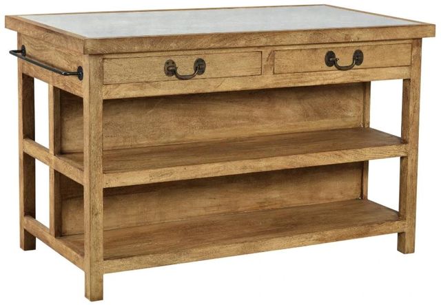 Dovetail Furniture Belding Medium Brown Natural Kitchen Island-0