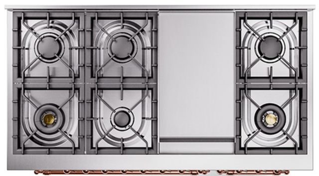Ilve® Nostalgie II Noblesse 48'' Custom RAL Color Pro Style Dual Fuel Range with Copper Trim-2