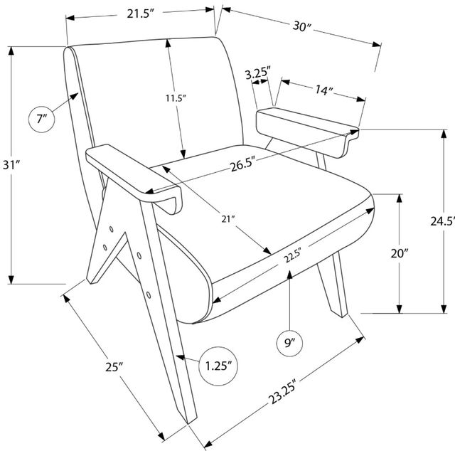 Monarch Specialties Inc. Blue/Walnut 31" Accent Chair-2