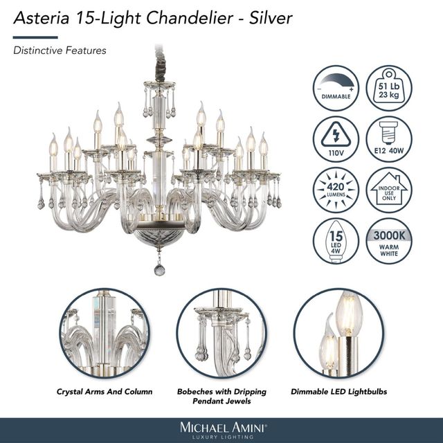 Michael Amini® Asteria Silver 15-Light Chandelier-3