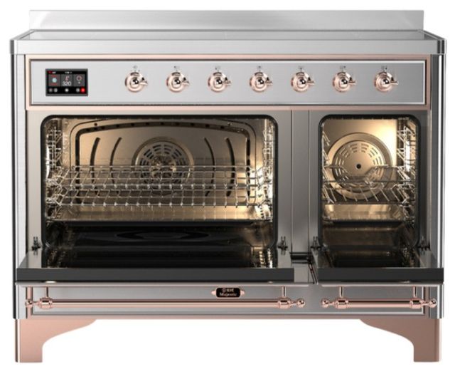 Ilve® Majestic III 48" Stainless Steel Pro Style Induction Range with Solid Door and Copper Trim-1